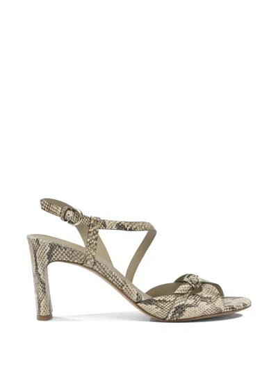 Del Carlo Beige Calf Leather Leather Sandals In Animal Print