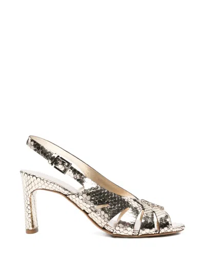 Del Carlo Snakeskin-effect Slingback Sandals In Gold