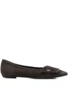 Del Carlo Pointed-toe Bal Flat In Brown