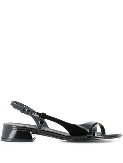 Del Carlo Strappy Patent Sandals In Black