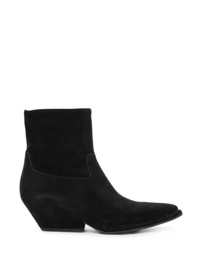 Del Carlo Suede Pointed-toe Ankle Boots In Black