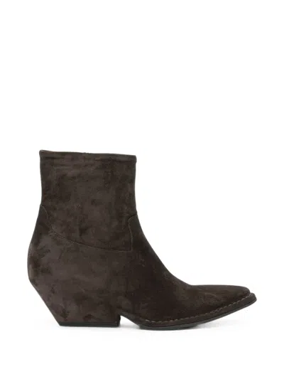 Del Carlo Suede Pointed-toe Boots In Brown