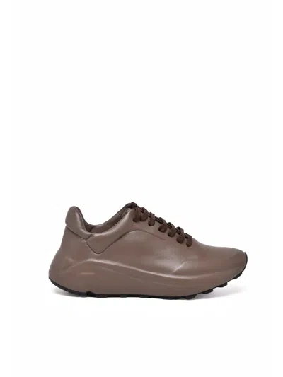 Del Carlo Turquoise Leather Covered Sneakers In Brown