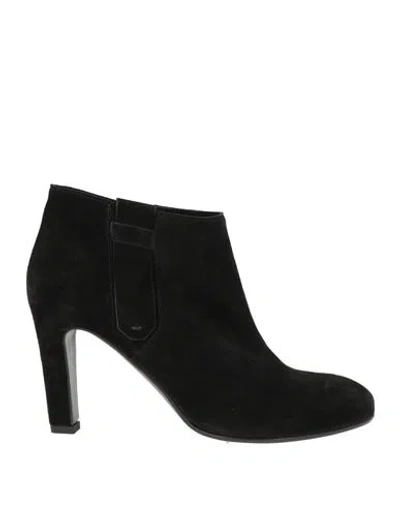 Del Carlo Woman Ankle Boots Black Size 6 Leather In Animal Print
