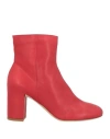 Del Carlo Woman Ankle Boots Brick Red Size 7.5 Soft Leather In Red