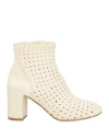 Del Carlo Woman Ankle Boots Ivory Size 7 Leather In White