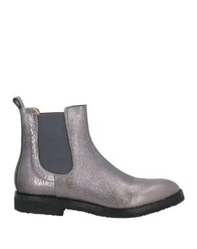Del Carlo Woman Ankle Boots Silver Size 8 Leather