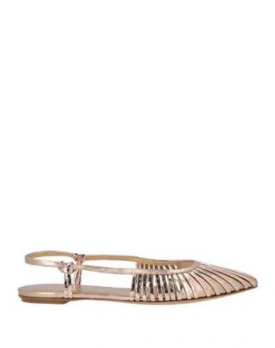 Del Carlo Woman Ballet Flats Rose Gold Size 6 Leather