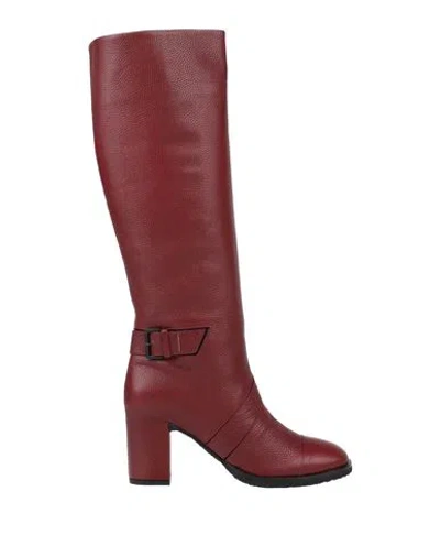 Del Carlo Woman Boot Burgundy Size 6 Leather In Red