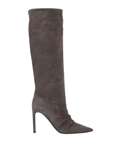 Del Carlo Woman Boot Lead Size 9.5 Leather In Grey
