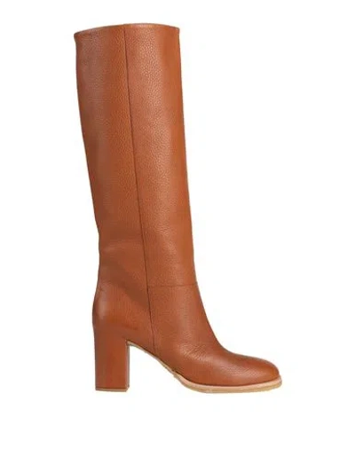 Del Carlo Woman Boot Tan Size 8 Leather In Brown