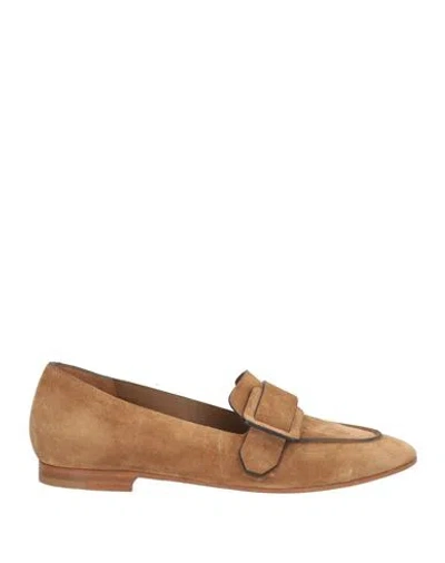 Del Carlo Woman Loafers Camel Size 6 Leather In Brown