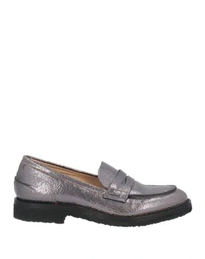 Del Carlo Woman Loafers Silver Size 7.5 Leather