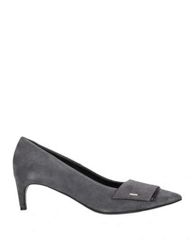 Del Carlo Woman Pumps Grey Size 8.5 Leather