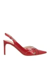 Del Carlo Woman Pumps Red Size 11 Leather In Red
