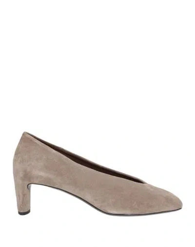 Del Carlo Woman Pumps Taupe Size 8 Leather In Gray