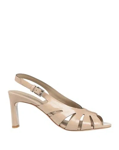 Del Carlo Woman Sandals Beige Size 8 Leather In Multi