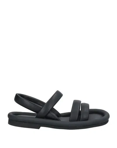 Del Carlo Woman Sandals Black Size 8 Soft Leather