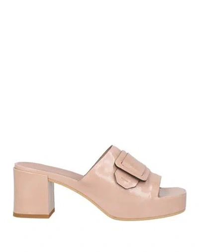 Del Carlo Woman Sandals Blush Size 10 Leather In Pink