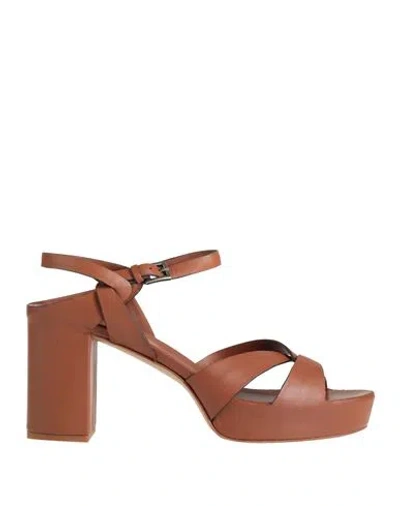 Del Carlo Madrid 80mm Leather Sandals In Brown