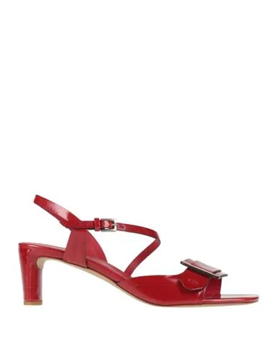 Del Carlo Woman Sandals Red Size 7 Leather