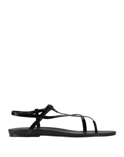 Del Carlo Woman Thong Sandal Black Size 8 Leather