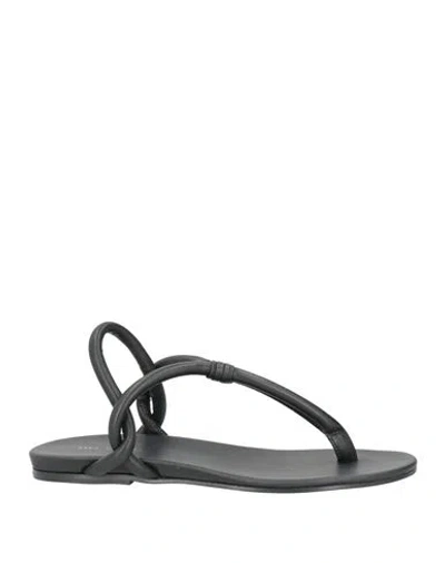 Del Carlo Woman Thong Sandal Black Size 8 Leather In Gray