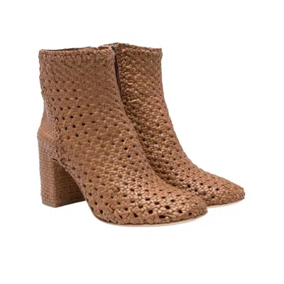 Del Carlo Women's Axis Woven Heeled Boot In Terra In Brown