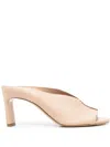 Del Carlo Grainy Leather Mules In Beige