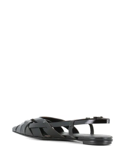 Del Carlo Woven Strap Flat Pumps In Black