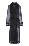 Del Core Belted Organza Trench Coat In Black
