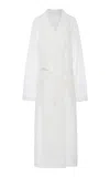 Del Core Belted Organza Trench Coat In White