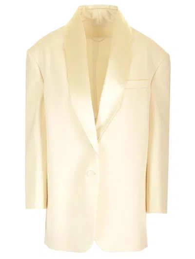 Del Core Boxy Jacket With Shawcollar In White