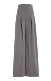Del Core Corset-waist Wool-blend Wide-leg Pants In Mouse Gray In Piedi