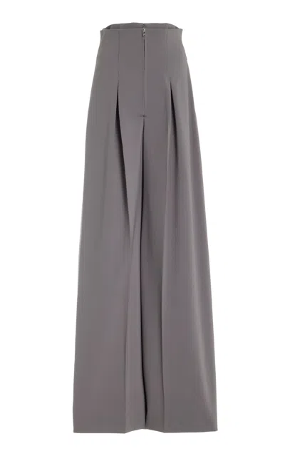 Del Core Corset-waist Wool-blend Wide-leg Pants In Mouse Gray In Piedi