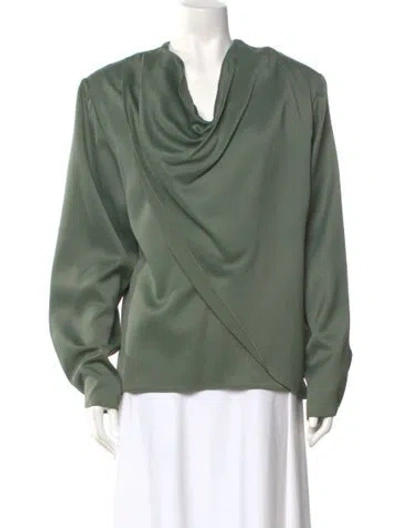 Pre-owned Del Core Cowl Neck Long Sleeve Blouse W/ Tags In Green