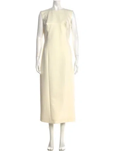 Pre-owned Del Core Crew Neck Long Dress In Neutrals/yellow