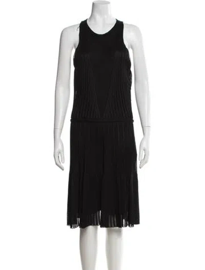 Pre-owned Del Core Crew Neck Midi Length Dress In Black