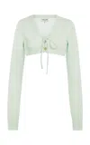Del Core Cropped Merino Wool Cardigan In Off-white