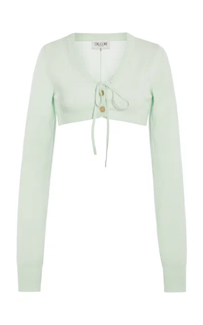Del Core Cropped Merino Wool Cardigan In Off-white