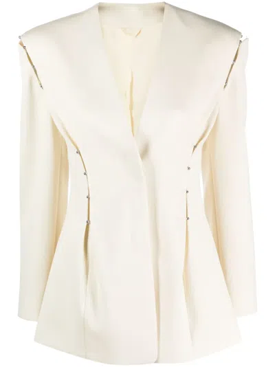 Del Core Hook-detailed Wool Blazer Jacket In White