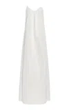 Del Core Draped Faille Gown In White