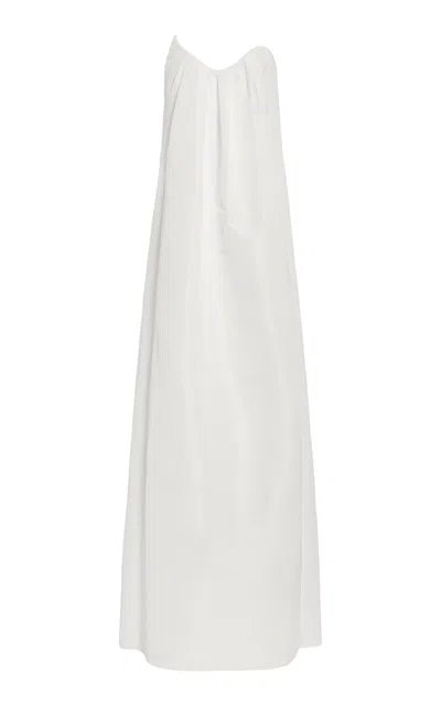 Del Core Draped Faille Gown In White