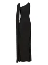 Del Core Long Dress With Side Drawstring And Long Open Sleeve