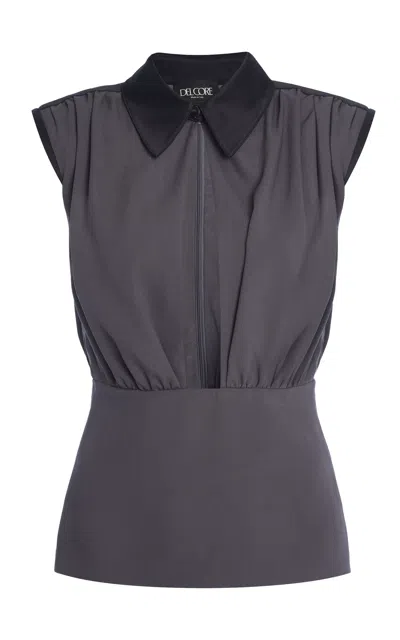 Del Core Draped Top In Dark Grey