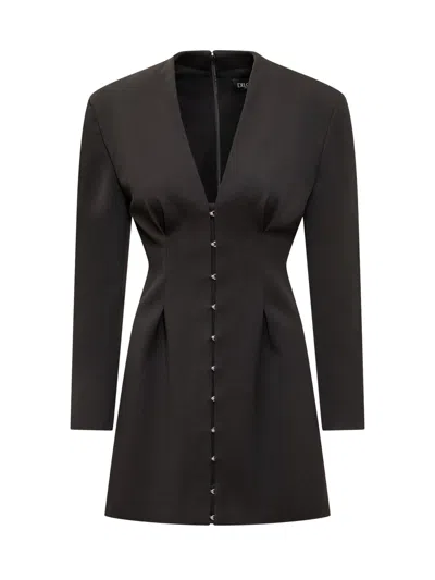 Del Core Elegant Suit Dress With V-neck Detail In Black