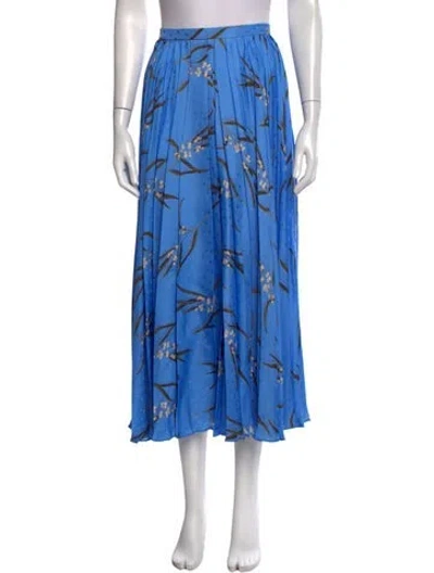 Pre-owned Del Core Floral Print Midi Length Skirt W/ Tags In Blue