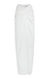 Del Core Gathered Satin Maxi Skirt In White