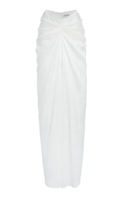 Del Core Gathered Satin Maxi Skirt In White