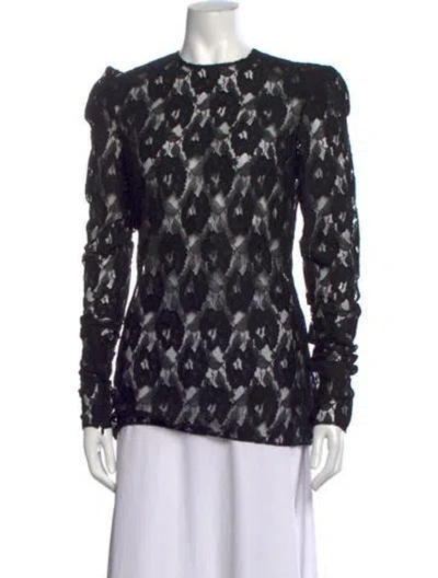 Pre-owned Del Core Lace Pattern Crew Neck Top W/ Tags In Black